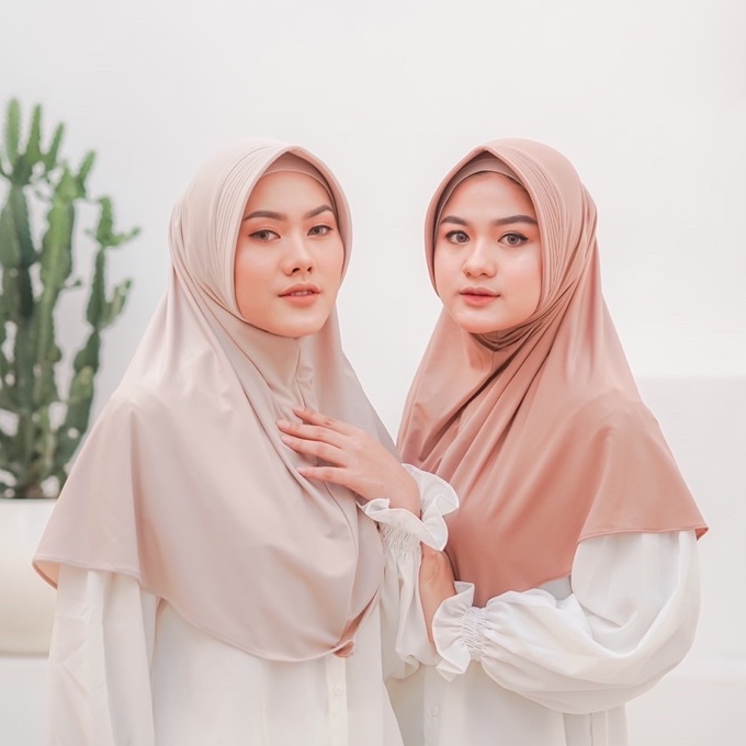 Jilbab Bergo Maryam Instan Jersey Lengan Panjang Kerudung Jumbo Syari