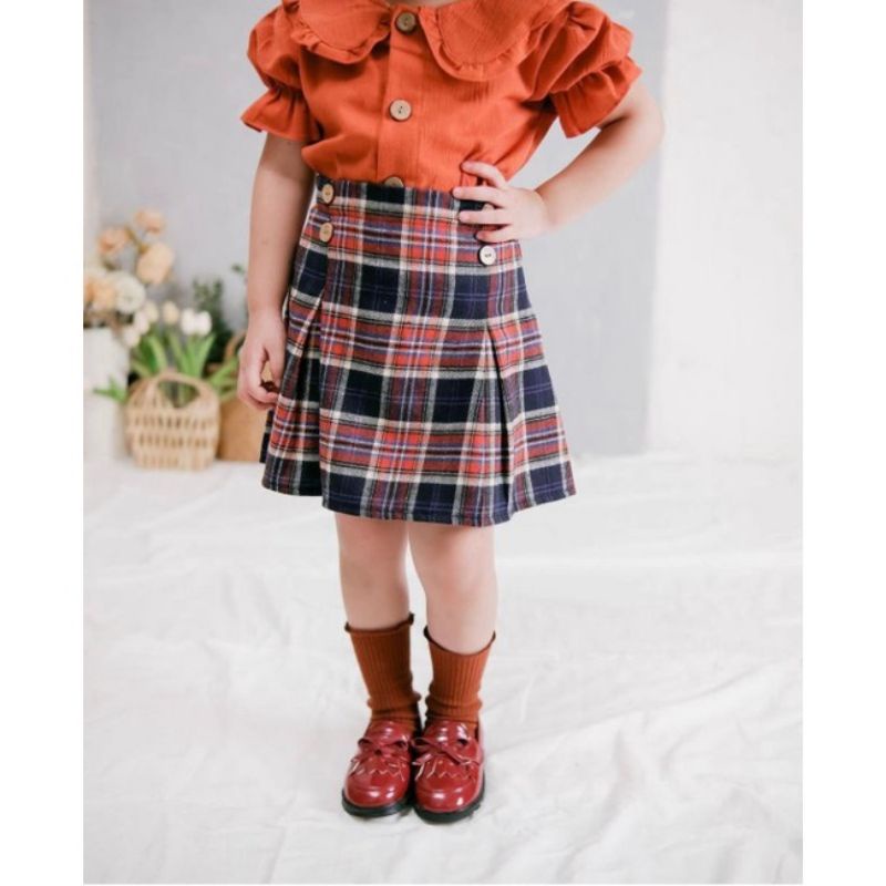 Rok Anak Pendek Poppy Skirt Anak Perempuan / Rok Span Tartan Kotak Anak Perempuan Usia 1-6 Tahun