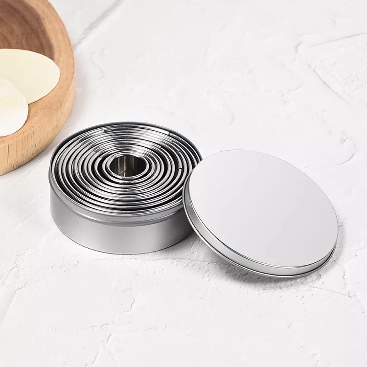 Cetakan Kue Roti Set 11 in 1 FREE BOX Bulat Stainless Steel Ring Cutter Bread Baking Stainless Steel Cetakan Ring Set Cutter Mousse TERLARIS TERMURAH