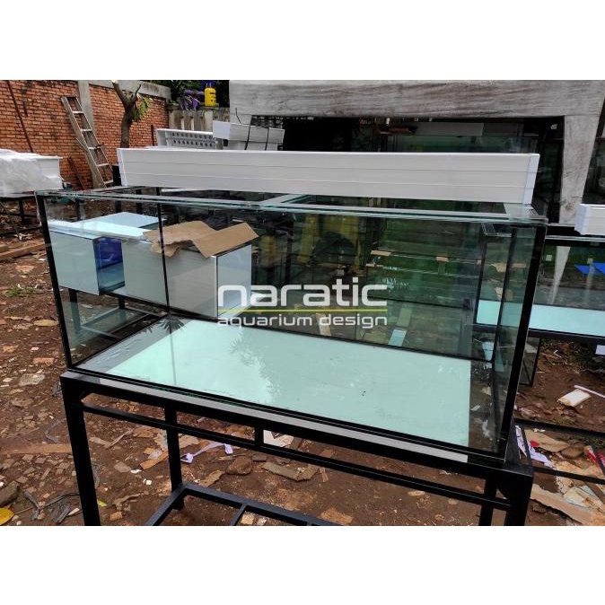 Aquarium Kaca 120 X 50 X 50 Cm + Rak Besi + Top Filter Talang Pipa