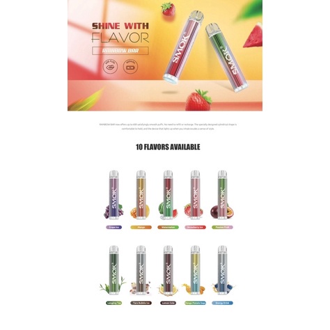 RAINBOW BAR SMOK - VAPE DISPOSABLE 600 PUFF PROMO SEN