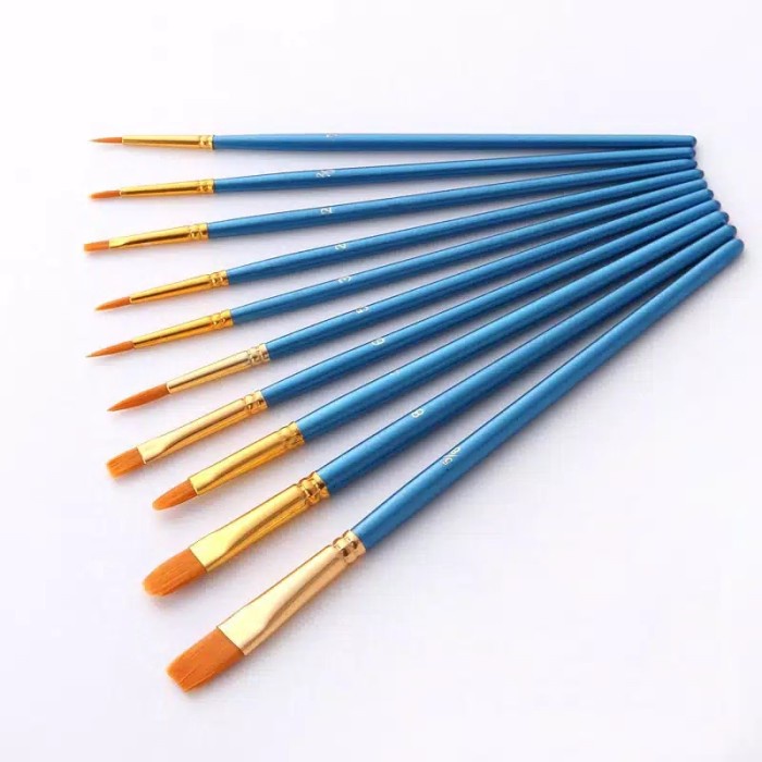 

Kuas Lukis Cat Air Akrilik Set Oil Paint Brush 10 pcs - Biru
