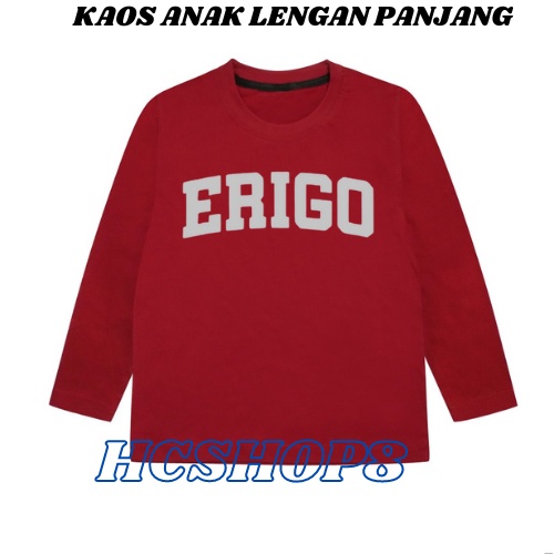 Kaos Anak Laki Laki Perempuan Lengan Panjang  Eriigo Usia 2-16 Tahun Unisex Cowok Cewek