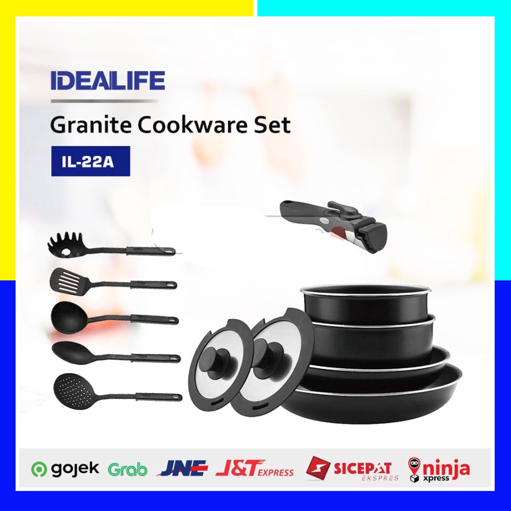 IDEALIFE IL-22A Granite Cookware Set - Panci Masak Marble Set