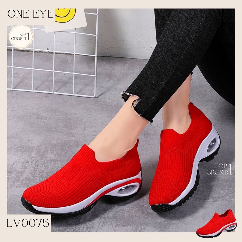 TOPGROSIR &quot;FREE BOX&quot;  LV0075 Sepatu Wedges Wanita Import Sneakers Kasual