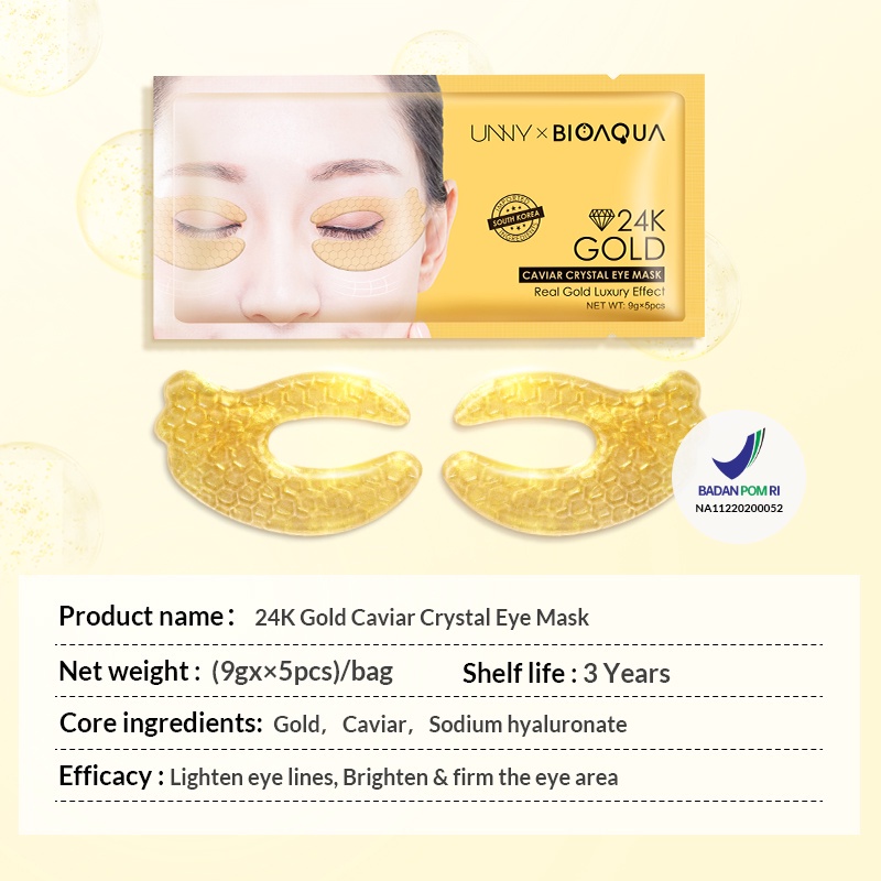 BISA COD 1 sachet UNNY × BIOAQUA 24K Gold Caviar Crystal Eye Mask Masker Mata Memudarkan Kerutan Mata Bahan Diimpor Dari KoreaRUMAH CANTIK 354