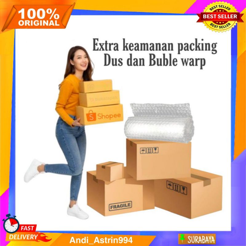 

Ekstra Keamanan Packing Tambahan kardus dan buble warp tebal