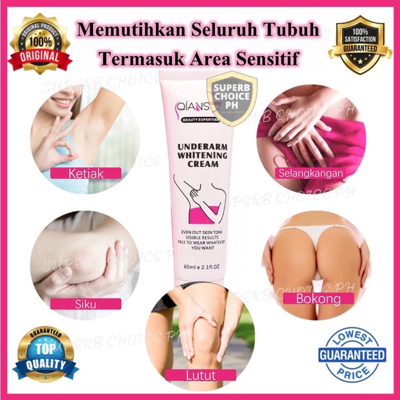 underarm Whitening Cream Original import Pemutih Ketiak Pemutih Selangkangan 60ml Ampuh Pencerah Ketiak Underarm Cream Pemutih Ketiak Sikut Dengkul Dan Lutut