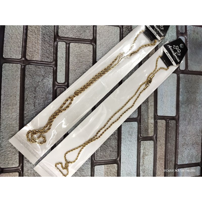 Termurah!!!! kalung titanium / stainless motif tambang warna gold tidak karat panjang 50cm