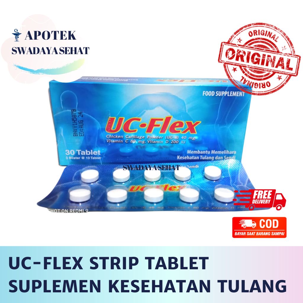 UC-FLEX Strip Tablet - Chicken Cartilage Powder UC II Flex Suplemen Kesehatan Tulang Sendi UC FLEX U