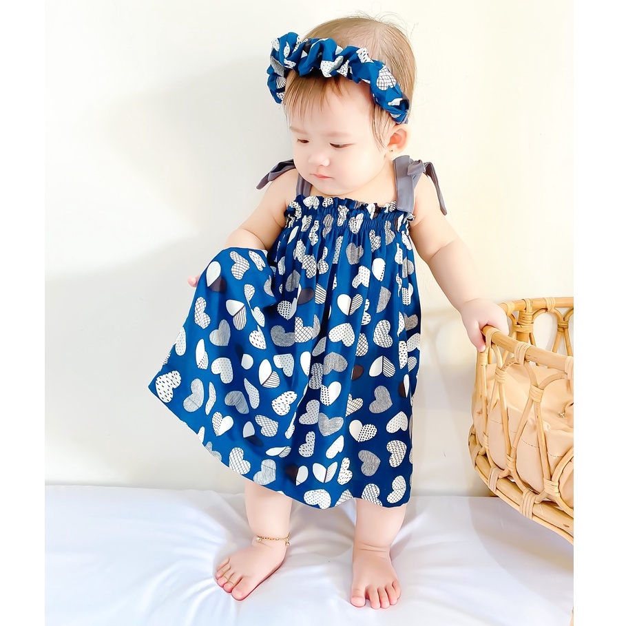 Plazababyku BBB NICOLE summer dress bayi rayon bonus headband scrunchie new2