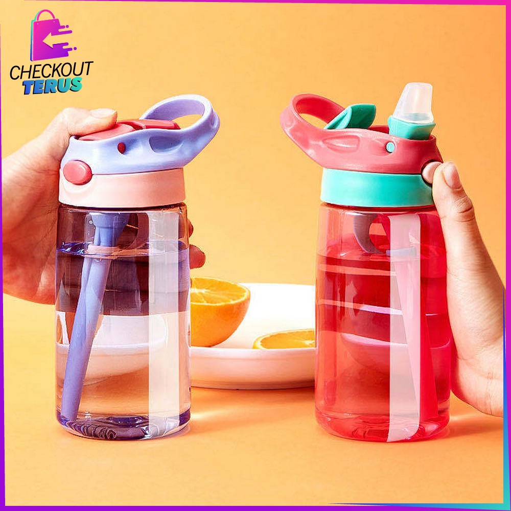 CT C309 Botol Air Minum 550ML BPA FREE Botol Minum Anak Motif Lucu dengan Sedotan Food Grade Tempat Air Minum Anak Karakter