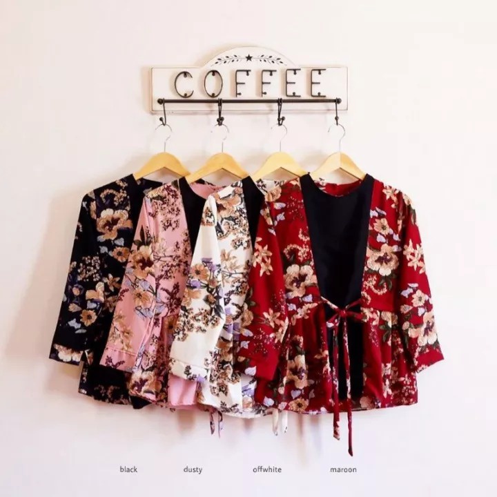 ATASAN Blouse Combin Flowers TERBARU / ATASAN Wanita Combinasi ATASAN WANITA MOTIF BUNGA KEMBANG BLO