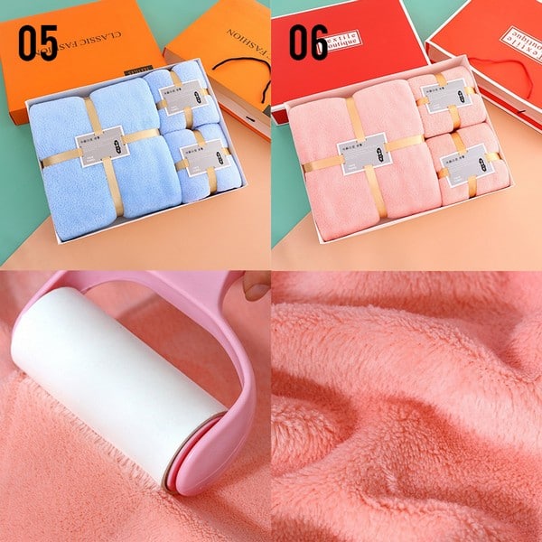 LID133- Handuk Mandi Gift Set 3in1 Handuk Pengering Dengan Bahan Coral Fleece Halus High Quality Berwarna Polos