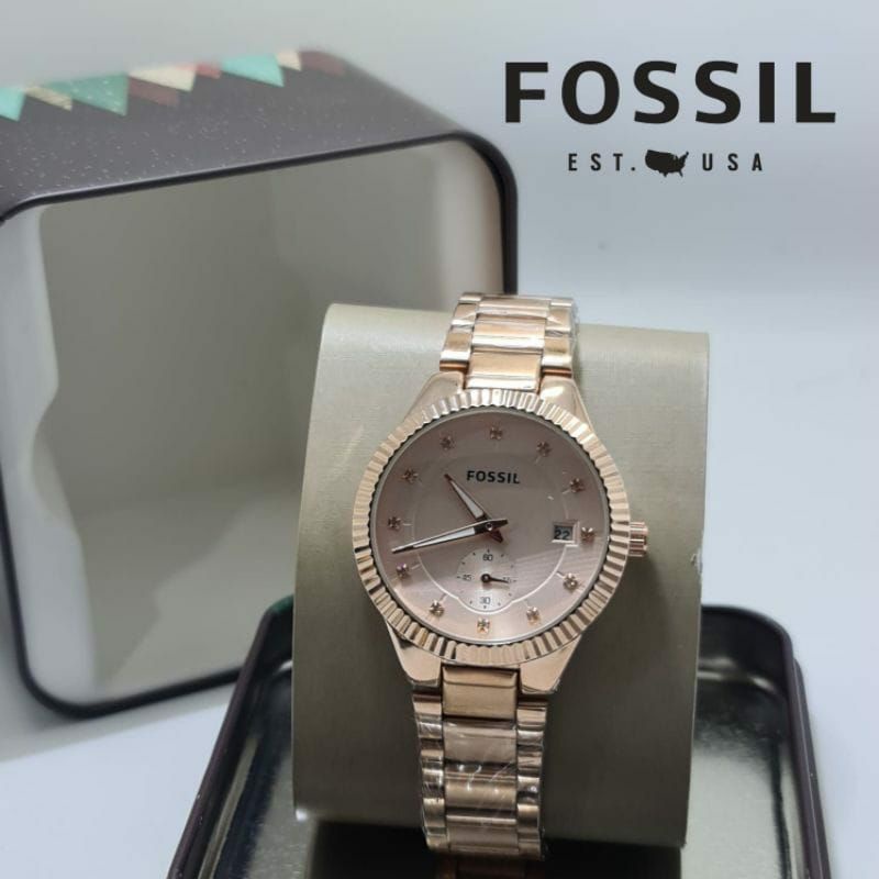 Jam Tangan Fossl Permata Intan Terlaris Analog Kesukaan Wanita Bisa COD