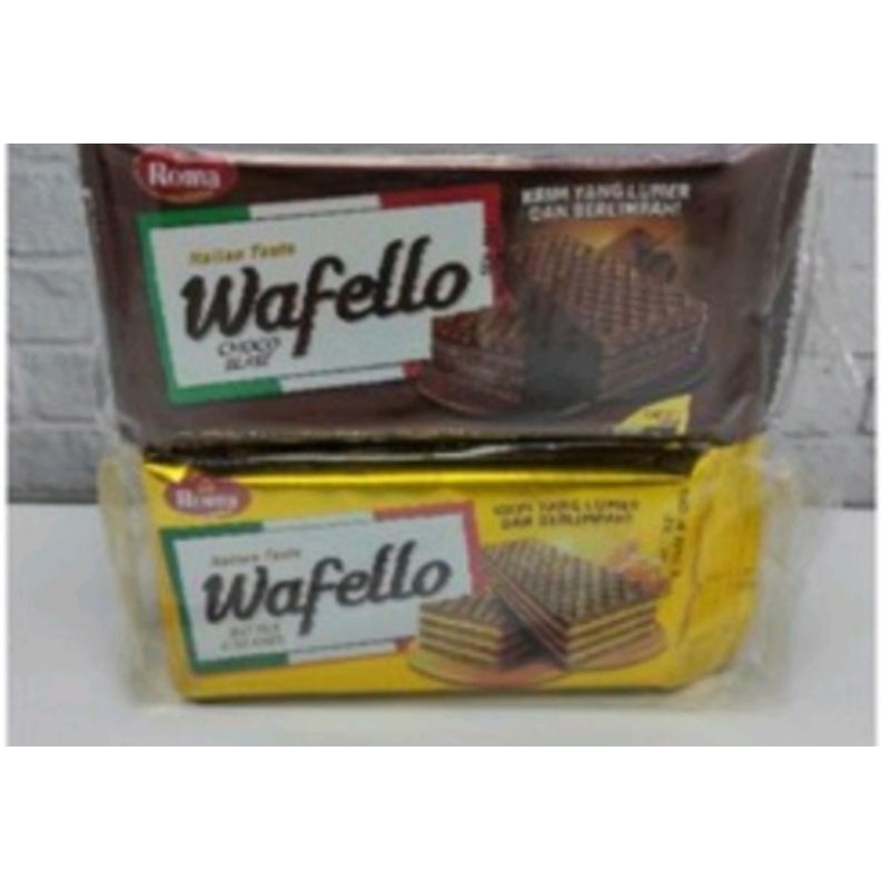 

Roma Wafello 17g All Varriant Rasa Cokelat Dan Caramel 1Pak Isi 10 Pcs