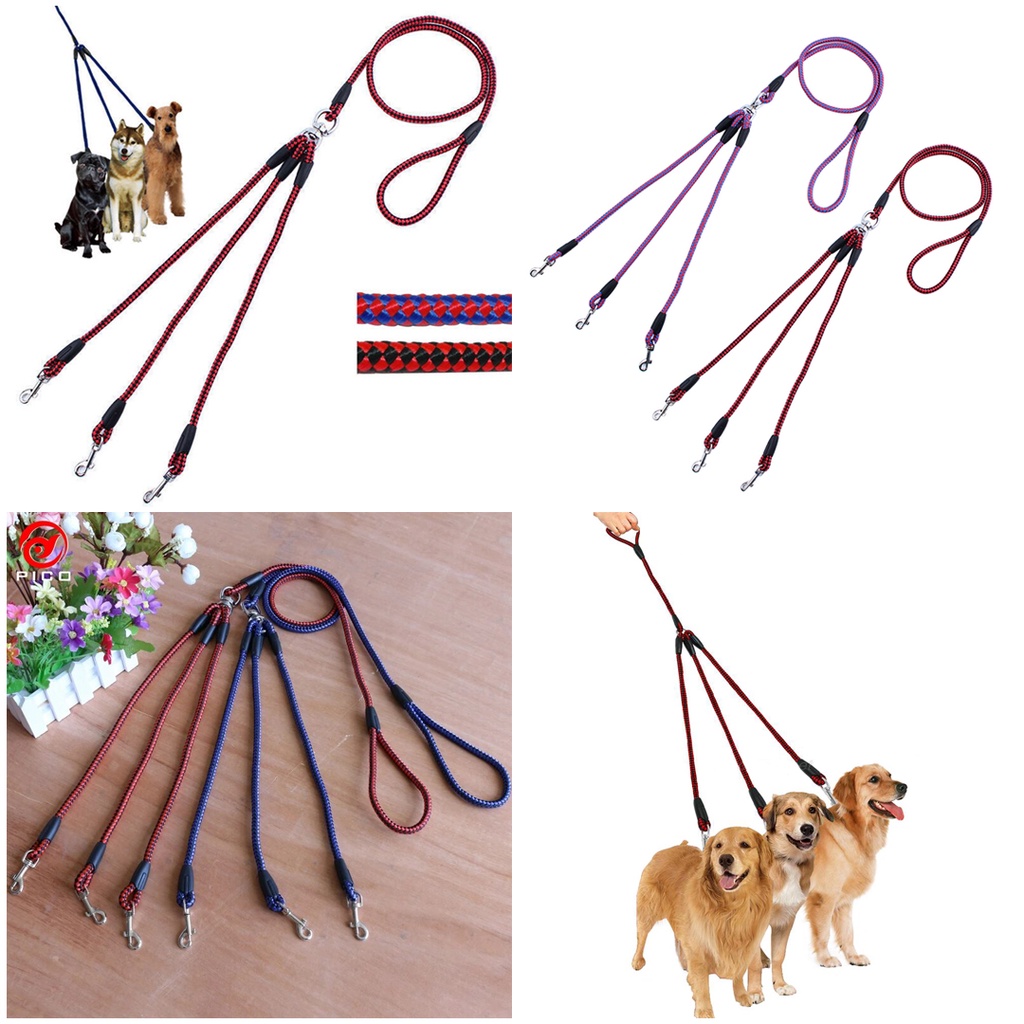 Tali Tuntun Hewan Anjing Kucing / Triple Pet Leash Dog Cat  3 in 1