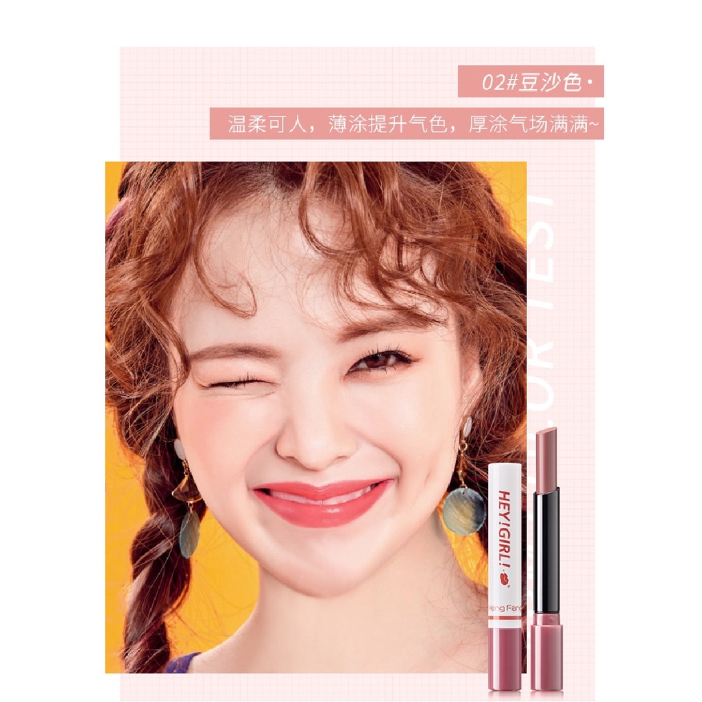 (4 IN 1) Lipstick HengFang Hey Girl Smoke Lips Lipstick Matte 4 Warna Tahan Lama Gaya Korea