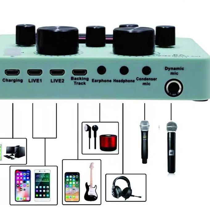codeBb0B5--V8 Sound Card Bluetooth Mixer SoundCard V8 MIXER Audio USB External Soundcard Macaron