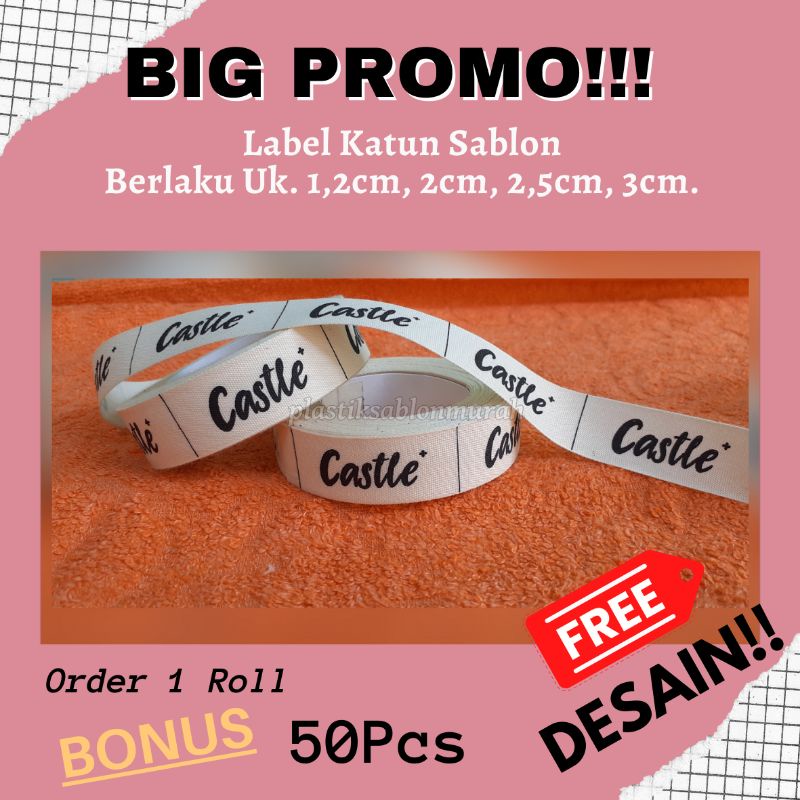 

Label nama Label katun 2cm (200pcs) label hijab label masker label Woven Damask Subtitude FREE DESAIN