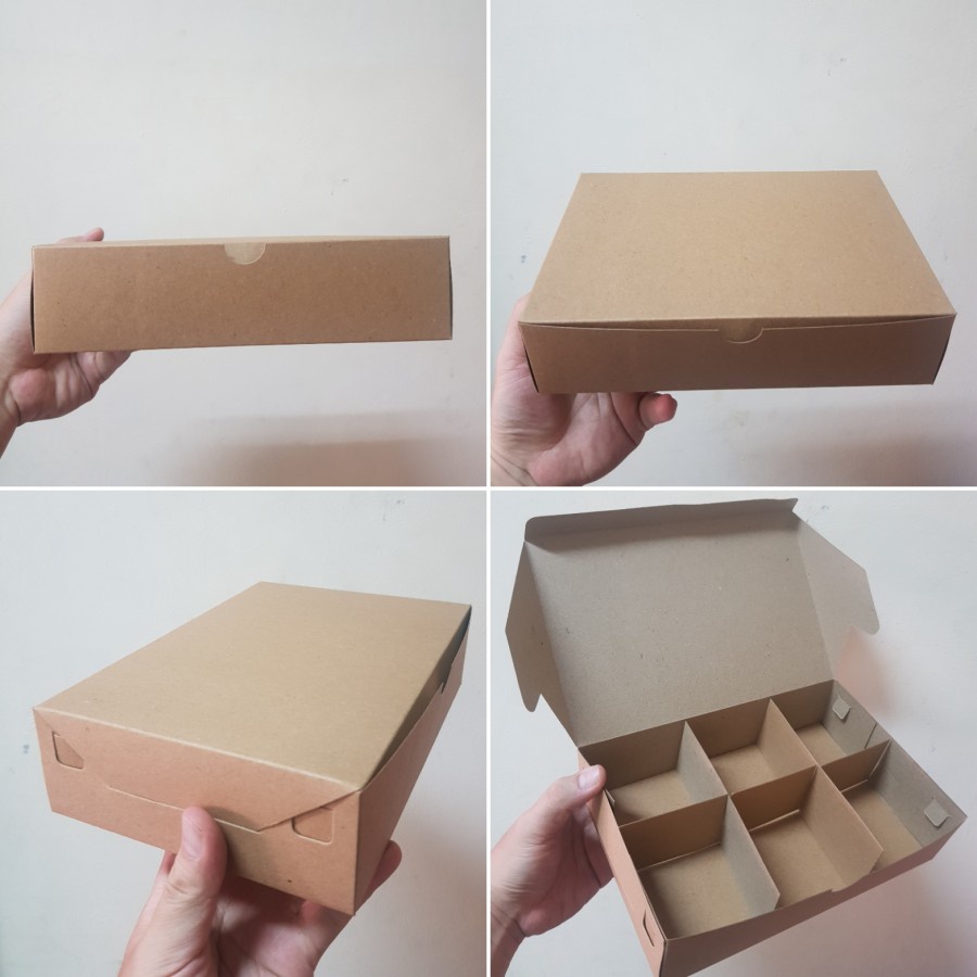 

12 pcs Dus Cokelat Polos Kemasan Fruit Pie Kardus Die Cut Sekat 6 Box Packaging Hampers Kotak Kemasan Eggtart