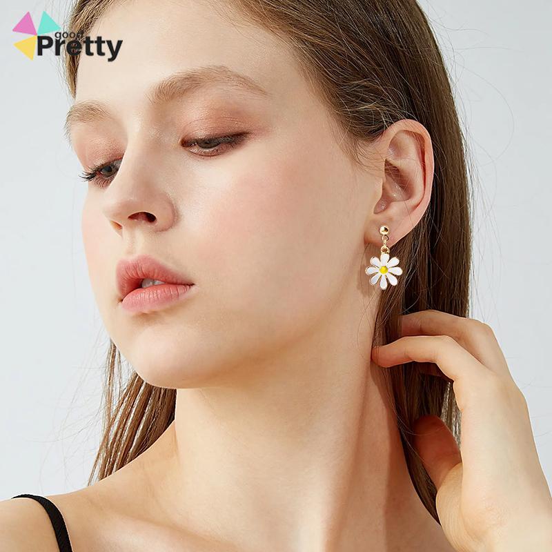 925 Silver Daisy Earrings Fashion Anting Pejantan Bunga Matahari Manis Segar - PD