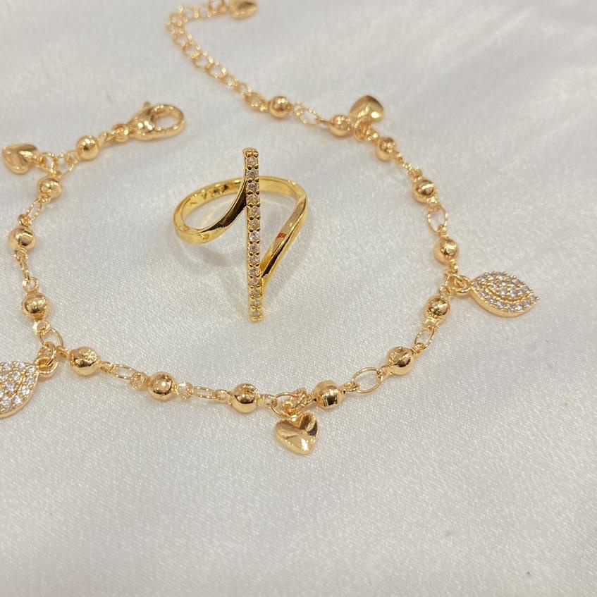 Diskon✔️Set Perhiasan Lapis Emas Wanita Zircon Aksesoris Perhiasan|SQ1