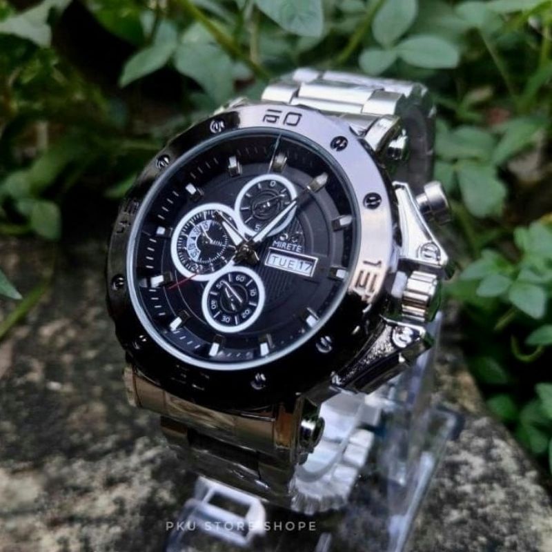 Jam MIRETE Sporty Analog Quart Terbaru  Fitur Tanggal Dan Hari / Jam Tangan Kasual Pria Rantai Stainlees Steel Free Box / Jam Tangan Pria Tahan Air / Jam Tangan Cowok Water Resistant / COD / JAM Tangan Import Pria Mirete Original Tahan Air Free Batrai