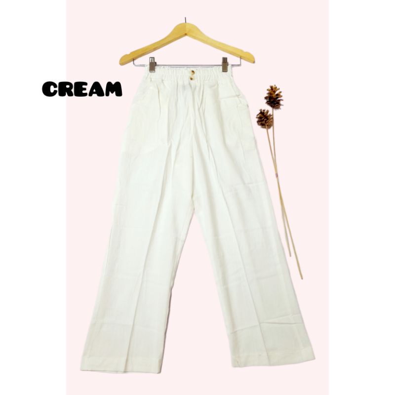 Celana kulot Linen crinkle soft / kulot pants highwaist / celana panjang wanita