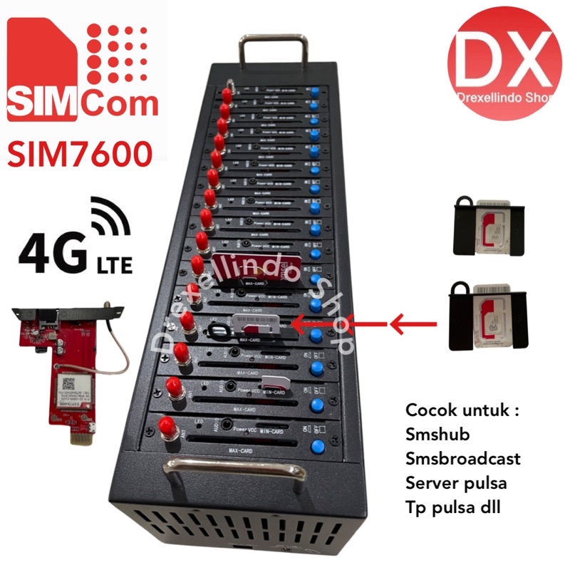 Modem Pool 16 Port USB 4G LTE SIMCOM SIM7600E