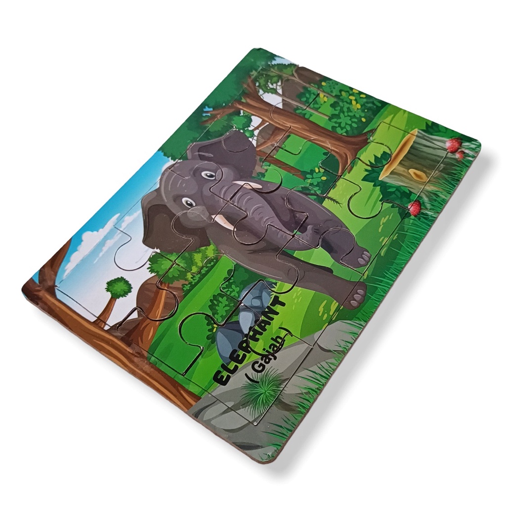 Mainan Kayu Pintar Puzzle Kayu Jigsaw Gambar Gajah Bisa COD