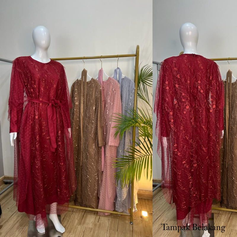 SYARI NABILA MUTIARA, BRUKAT TILE MOSCREPE, GAMIS HIJAB MUSLIM, MAXY DRESS