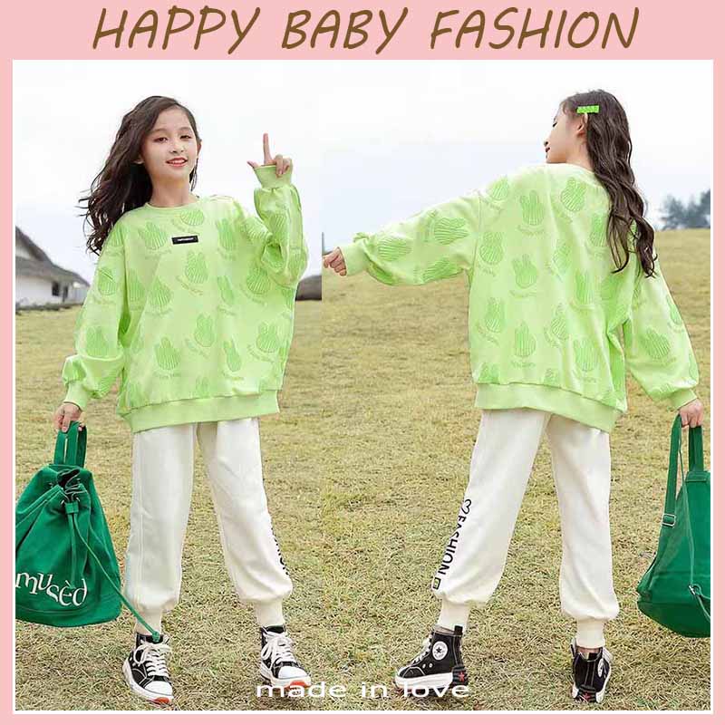 【Baru Datang!!】(5-14 Tahun )TZ-11 Baju Setelan Cewek Lengan Panjang Celana Panjang Impor