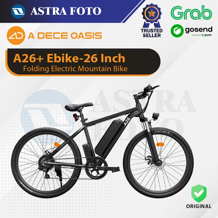 ADO A26+ Electric Bike-26 Inch Electric Mountain Bike - Black
