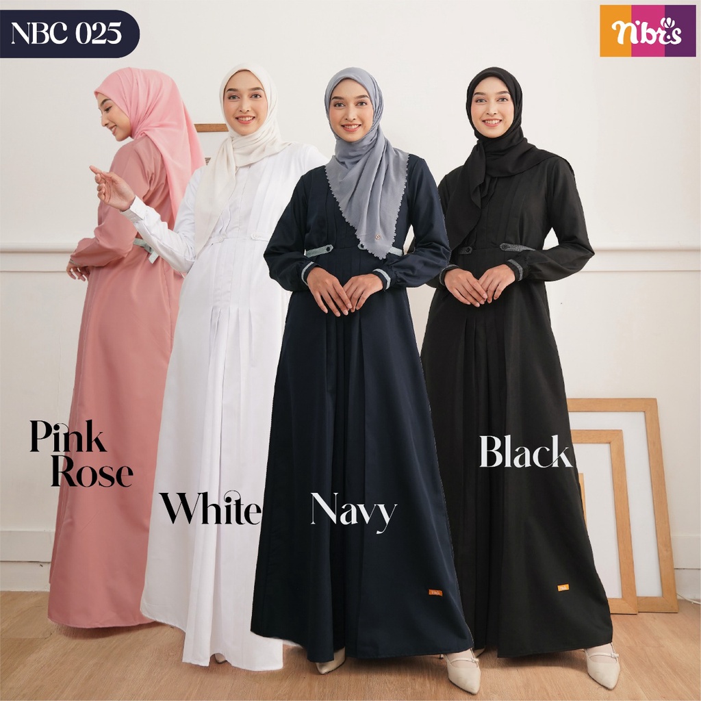 [BISA COD] Nibras Gamis NBC 25 Bahan Toyobo mix Linen Dress Fashion Muslimah Simpel Modern by Nibras