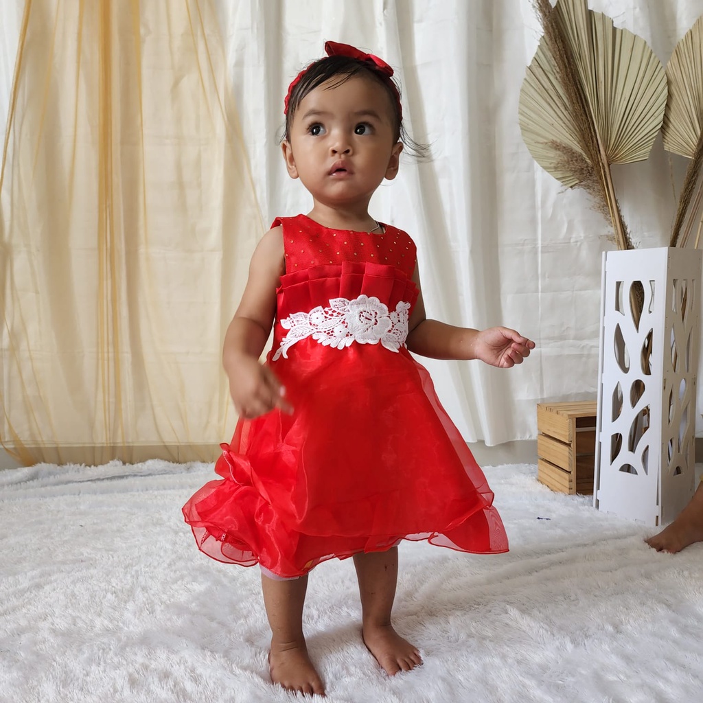 Dress Natal Anak Perempuan Import 4 5 Tahun Gaun Natal Anak Cewek Terlaris Warna Merah Marun Maroon Merah HatiWarna Hijau Botol