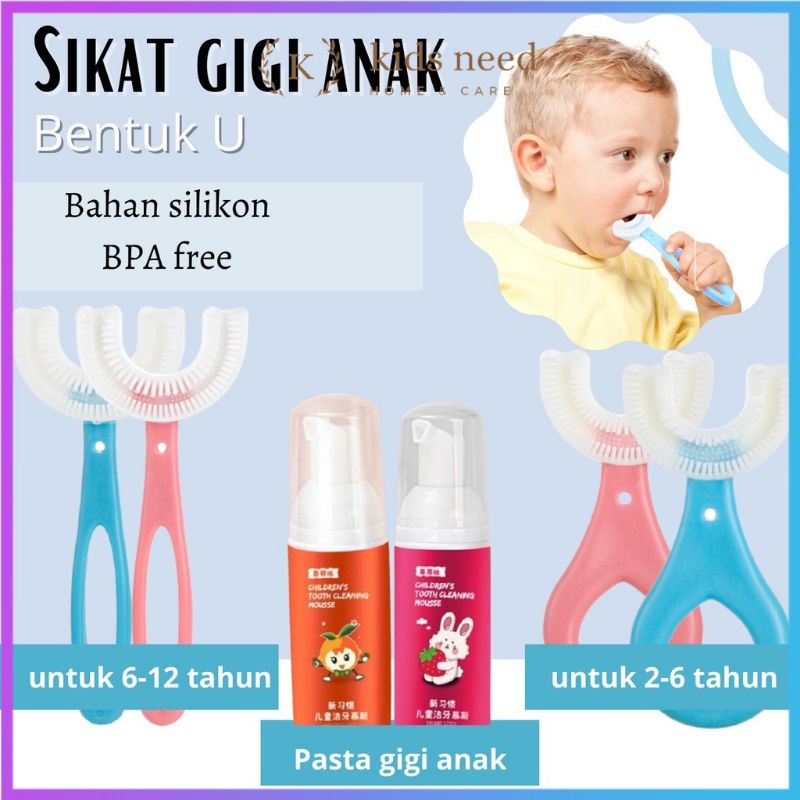 [freebox]Sikat Gigi Anak Bentuk U Bahan Silikon/Training Tooth Brush/Tooth Brush Baby