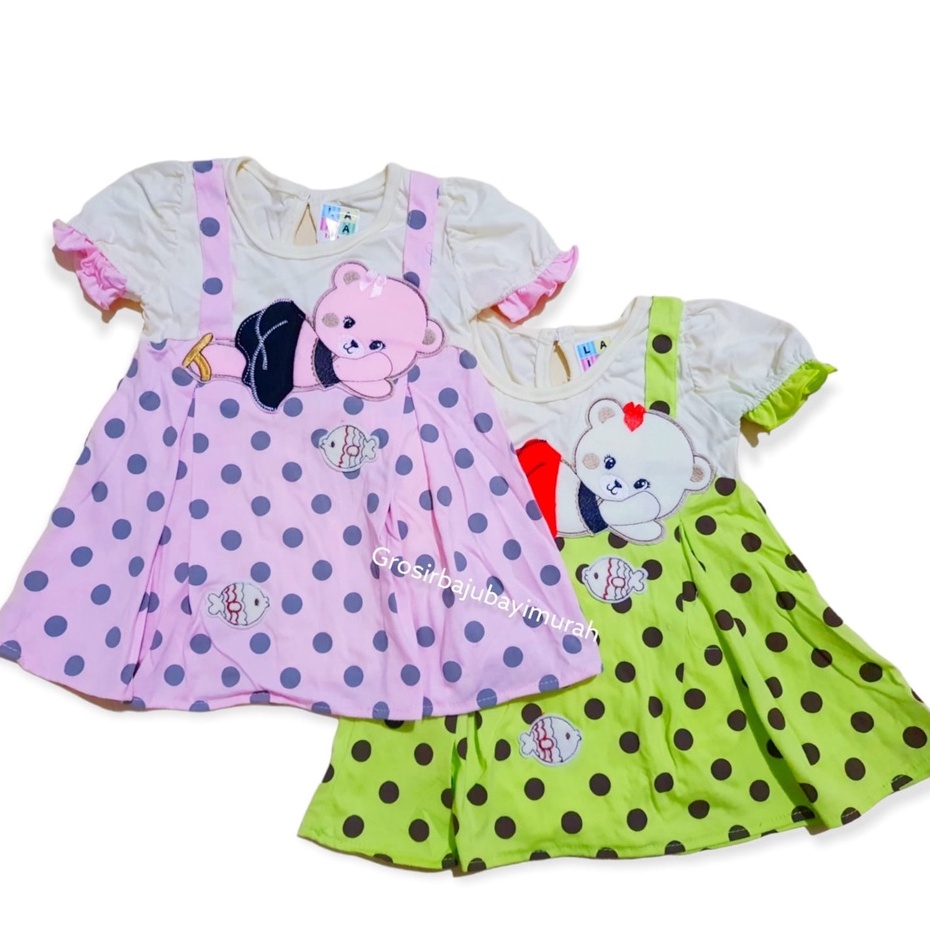 Dress bayi LALA motif BERUANG POLKA