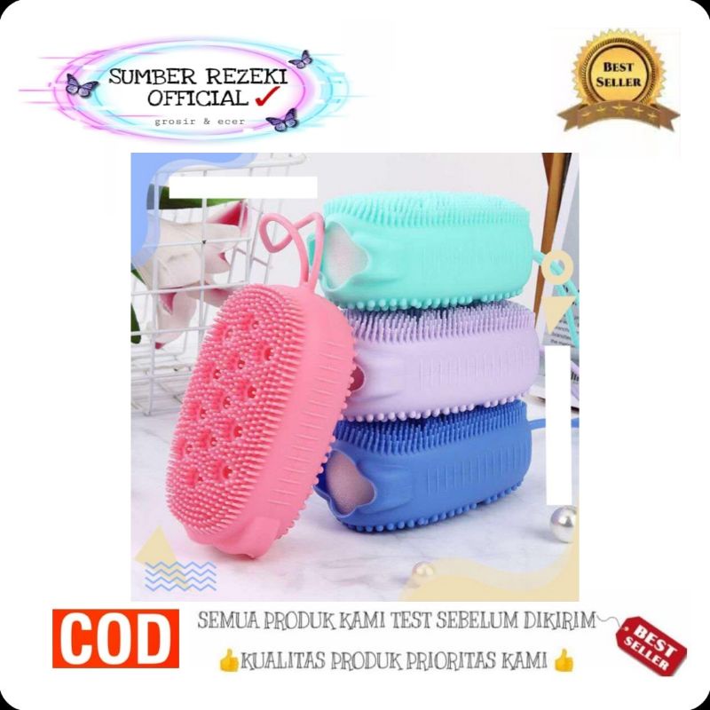 SR - Sikat mandi Silikon bubble bath brush sikat badan karet Sponge mandi spon sabun cair dan batang