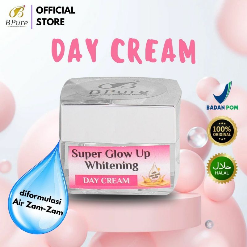 Pemutih Kulit Wajah Wanita Day Cream BPure Skincare Air Zam - Zam