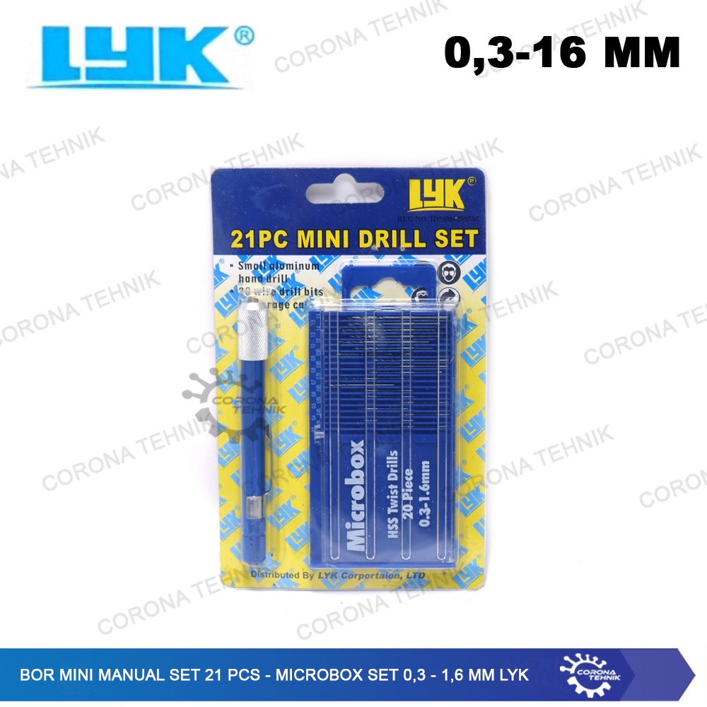 Bor Mini Manual Set 21 Pcs - Microbox Set 0,3 - 1,6 mm LYK