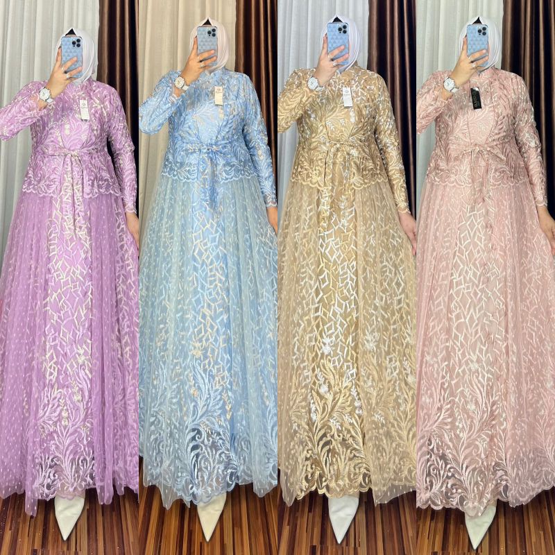 GAMIS DRESS SABYAN BROKAT PREMIUM BROKAT TILE PREMIUM REAL PICT BRUKAT MEWAH BANGET