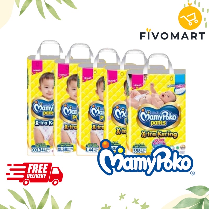 MAMYPOKO PANTS XTRA KERING JUMBO S58 M50 L44 XL38 XXL34 / POPOK PAMPERS BAYI JUMBO MAMY POKO S M L X