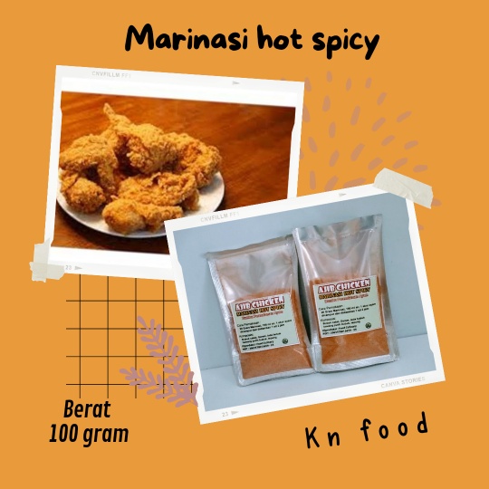 

Terlaris 100 grm Bumbu Perendaman Marinasi Pedas Hot Spicy -marinade pedas 1 ons