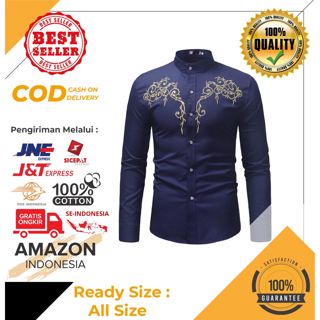 BAJU KONDANGAN PRIA BAGUS LENGAN PANJANG WARNA BIRU DONKER PRESS BODY FIT BODY BAHAN TIDAK GERAH