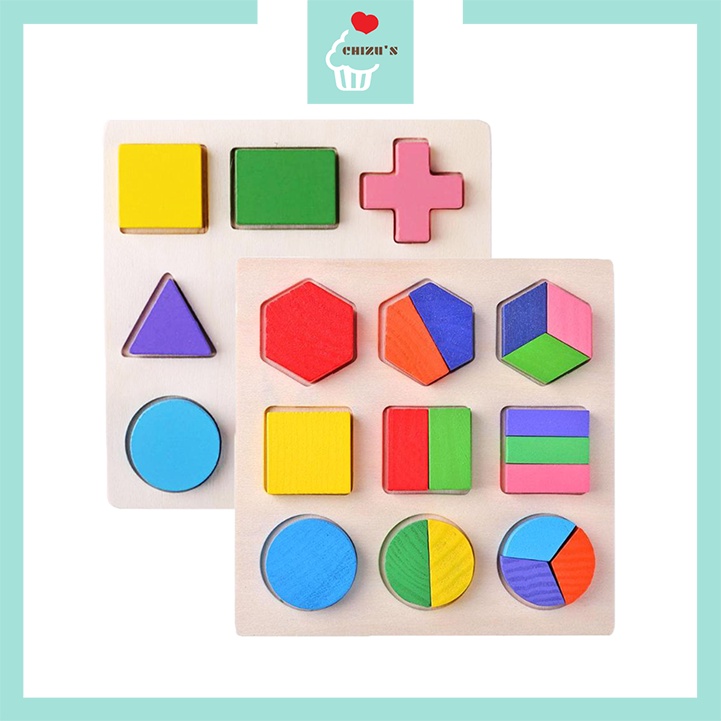 3D Geometric Shape Puzzle Board | Papan Puzzle Bentuk Geometri | Wooden Chunky Matching Shapes / Puzzel Kayu Timbul Tebal | APE Tematik Belajar Mengenal Pecahan | Mainan Edukatif Montessori Edukasi Anak Balita Bayi