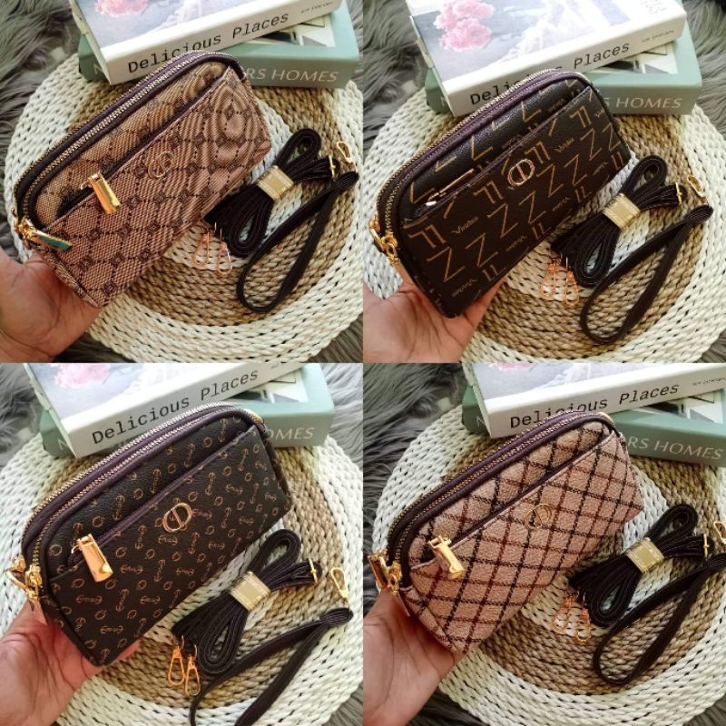 NEW ITEM tas selempang 3 ruang motif import kode 9478