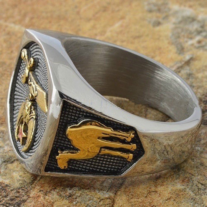 Cincin Masonic Bahan Stainless Steel Gaya Punk Untuk Pria