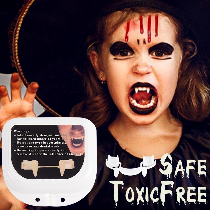 Mainan Gigi Vampire / Elf Palsu Retractable Untuk Properti Halloween