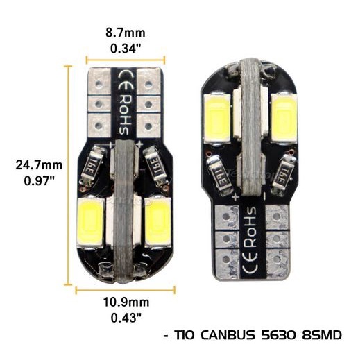 Lampu LED T10 ERROR FREE Canbus 4 SISI w5w senja sign sein plat bohlam mobil motor 12v